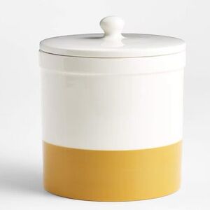 New! Crate&Barrel Medium Ceramic Canister in Mustard Yellow with Lid